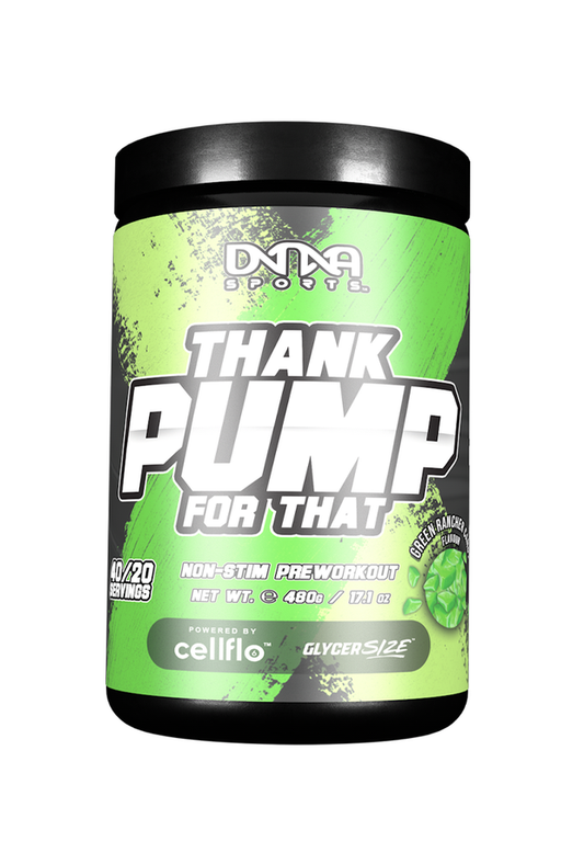 DNA SPORTS NUTRITION THANK PUMP FOR THAT NON STIM PRE WORKOUT GREEN RANCHER CANDY